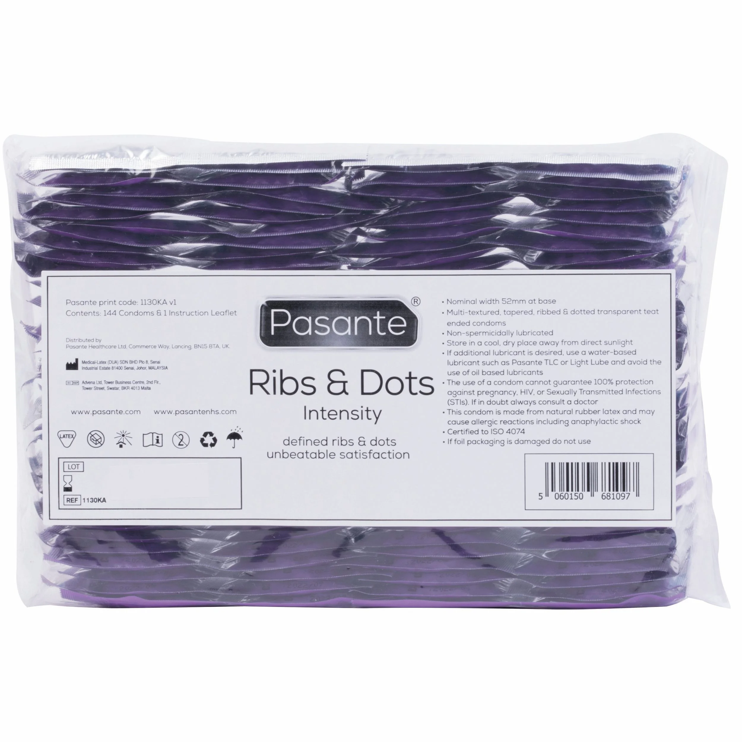 Pasante Ribs & Dots Intensity Condooms - 144 stuks