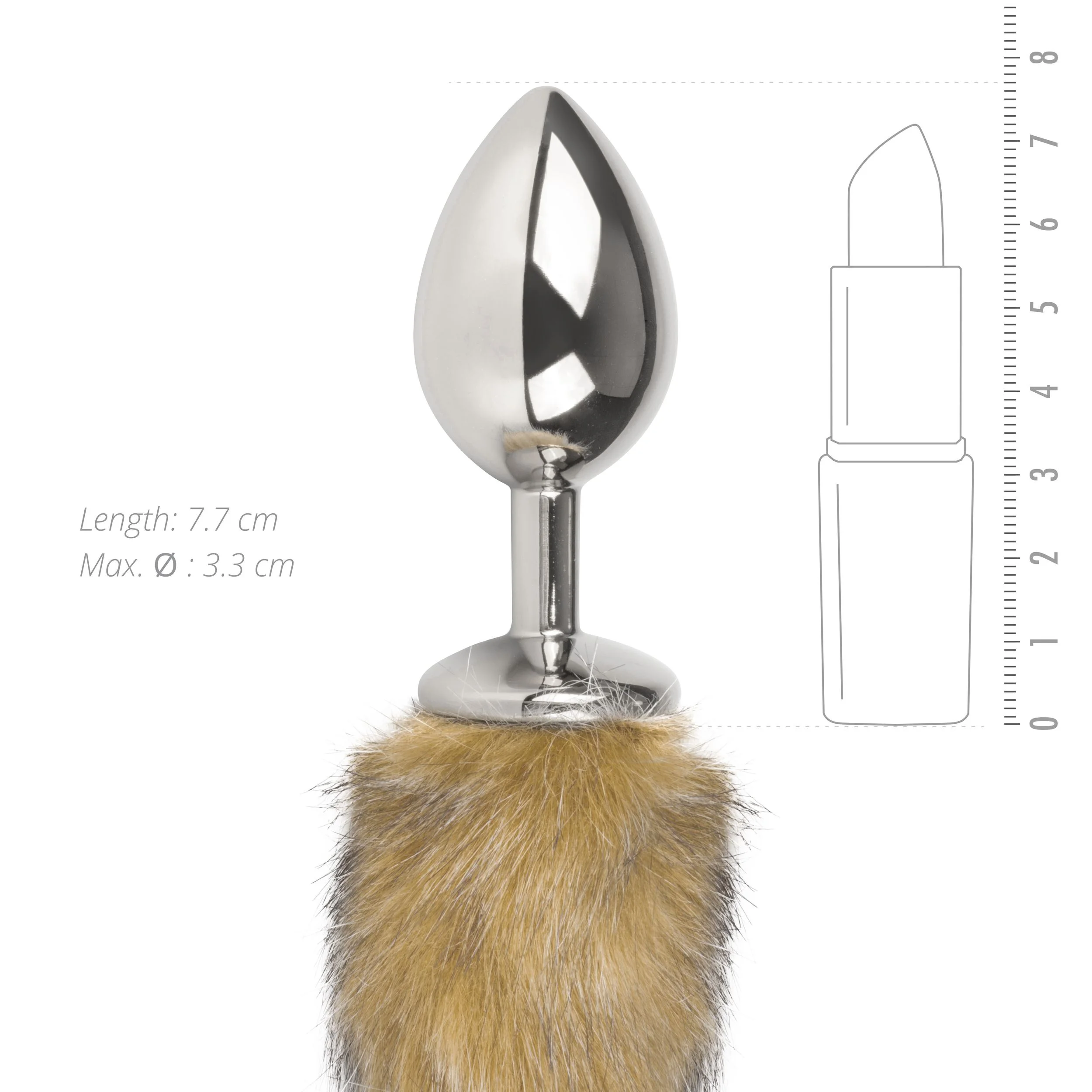 Medium zilverkleurige buttplug met gestreepte vossenstaart