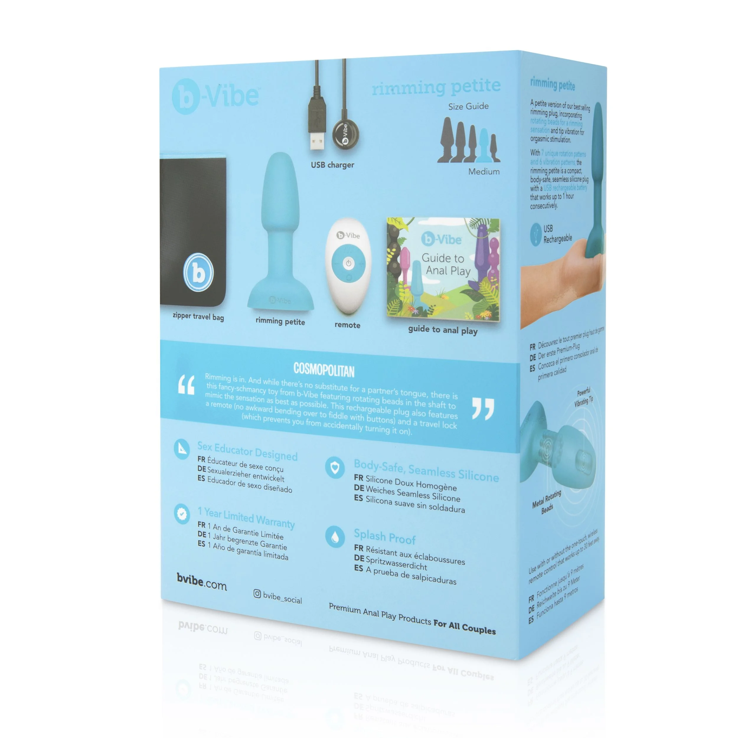 B-Vibe - Rimming Petite Remote Control Plug Blauw
