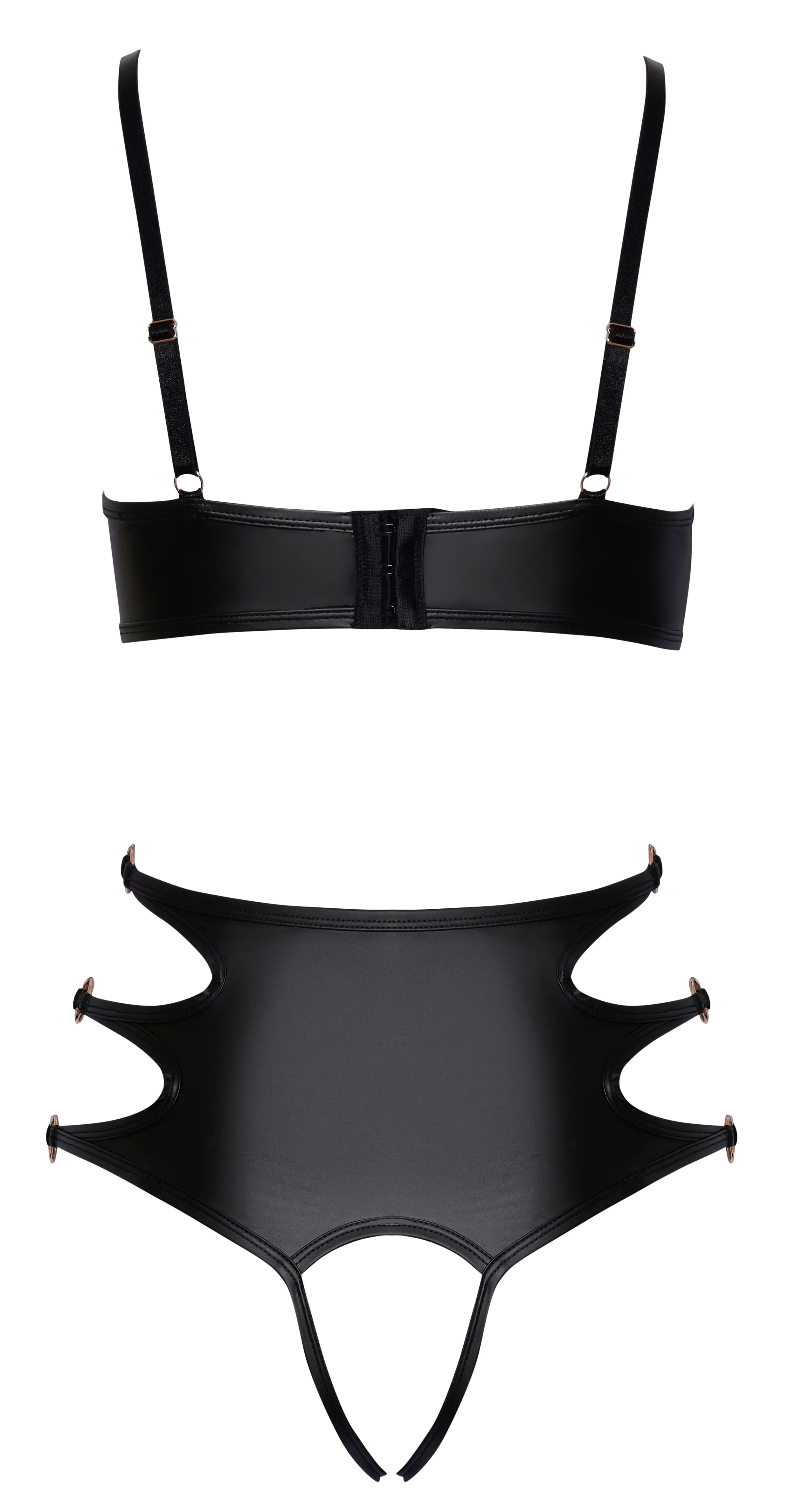 Cottelli LINGERIE – Soft Bra & Crotchless Panty Set – Zwart