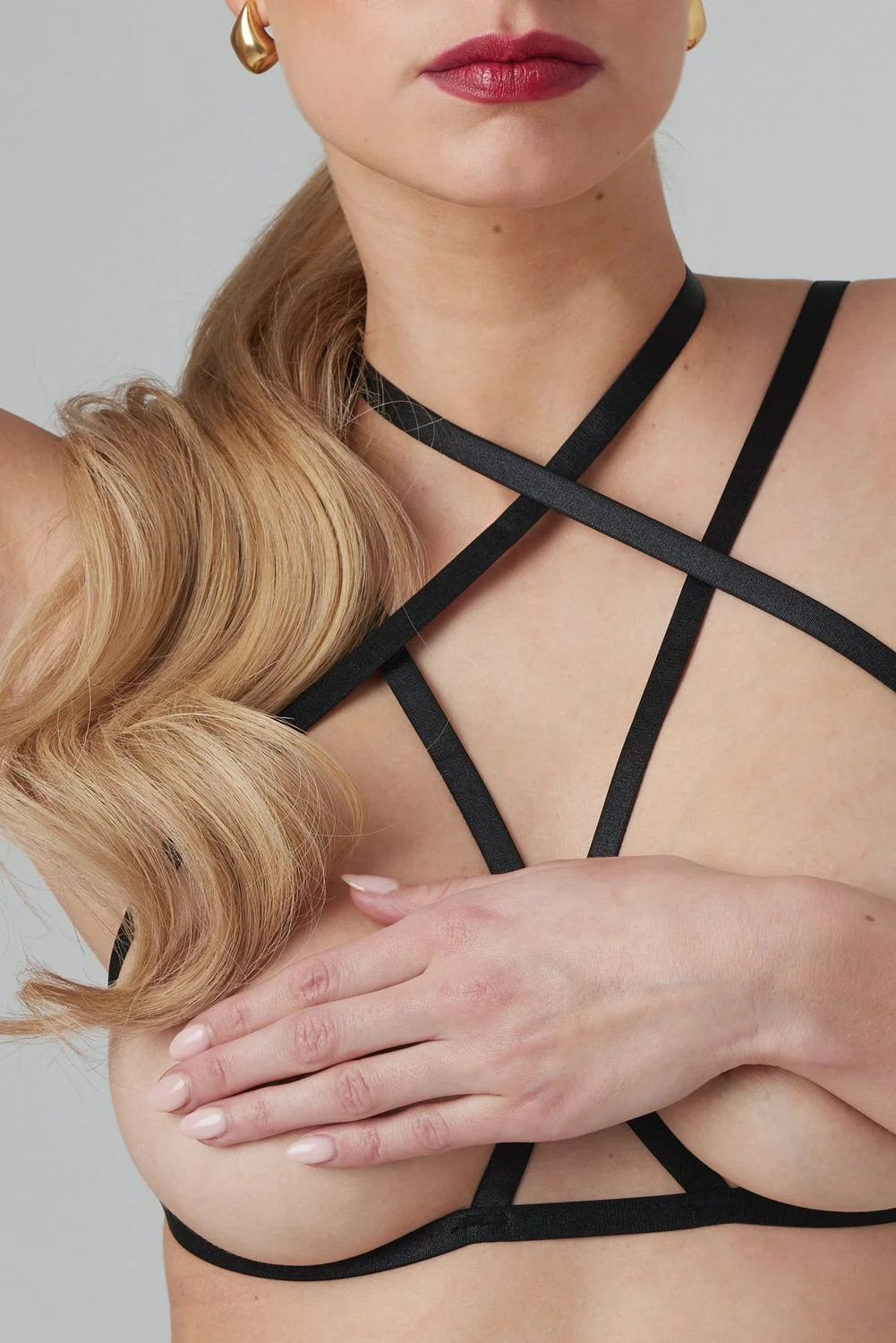 Christine - Strappy Harness Bralette Fia -  zwart