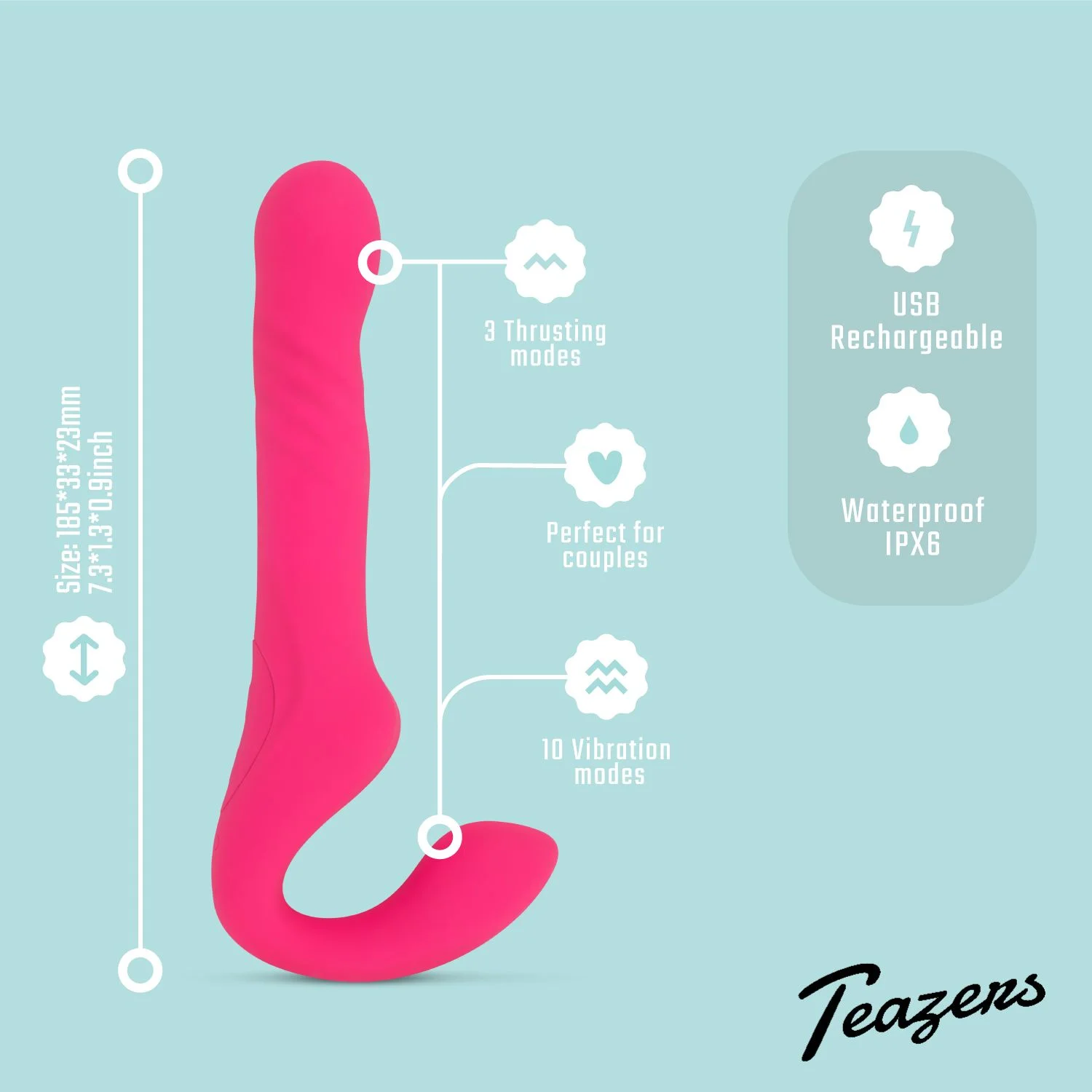 Teazers Strapless Strap On Vibrator - Roze
