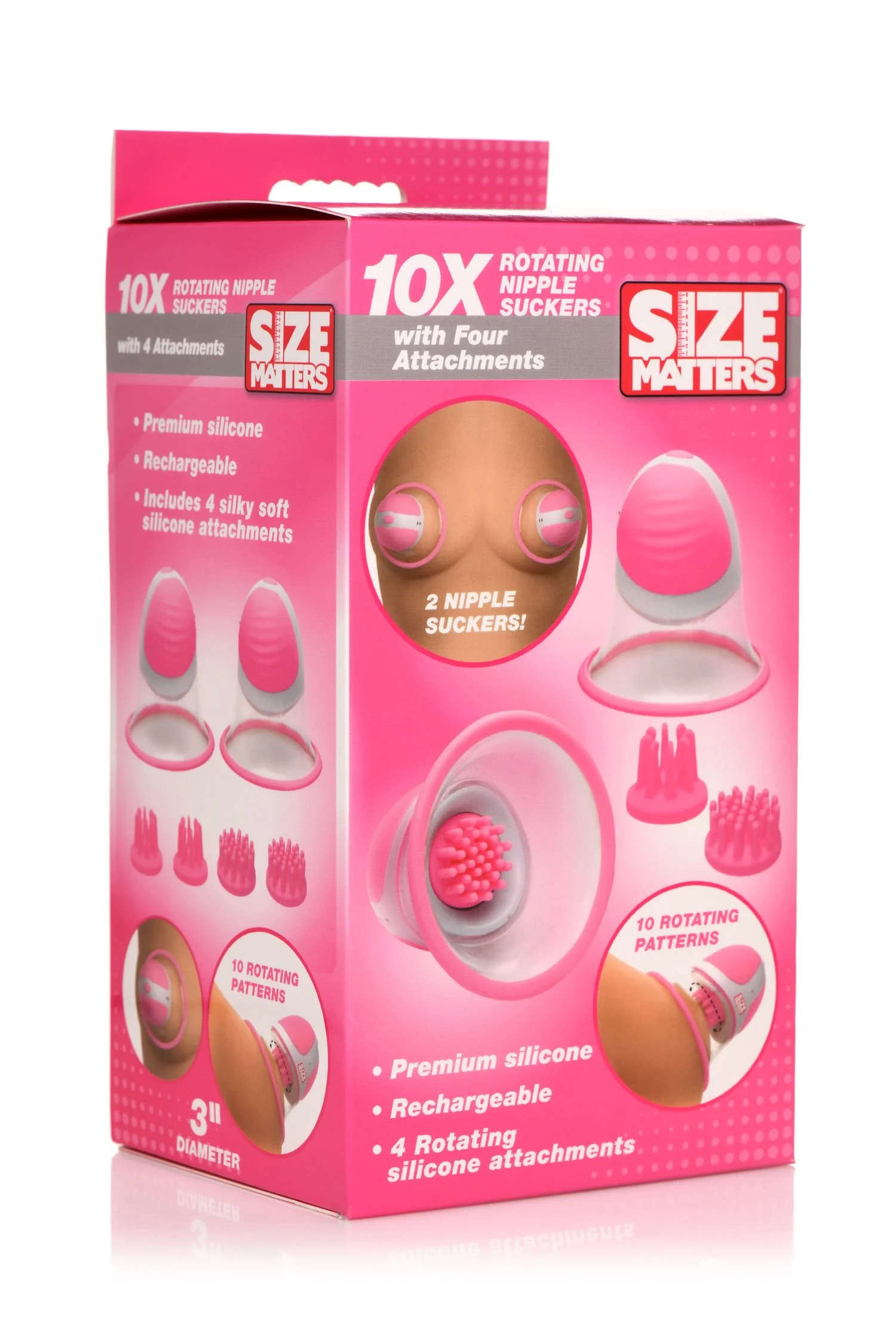 SIZE MATTERS - Roterende Tepelzuigers - 4 Opzetstukken