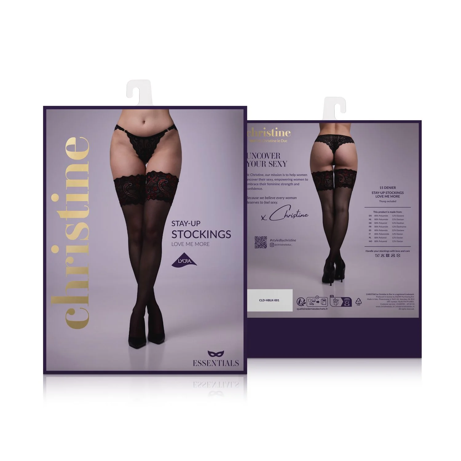 Exclusieve Stay ups - Love me more - zwart
