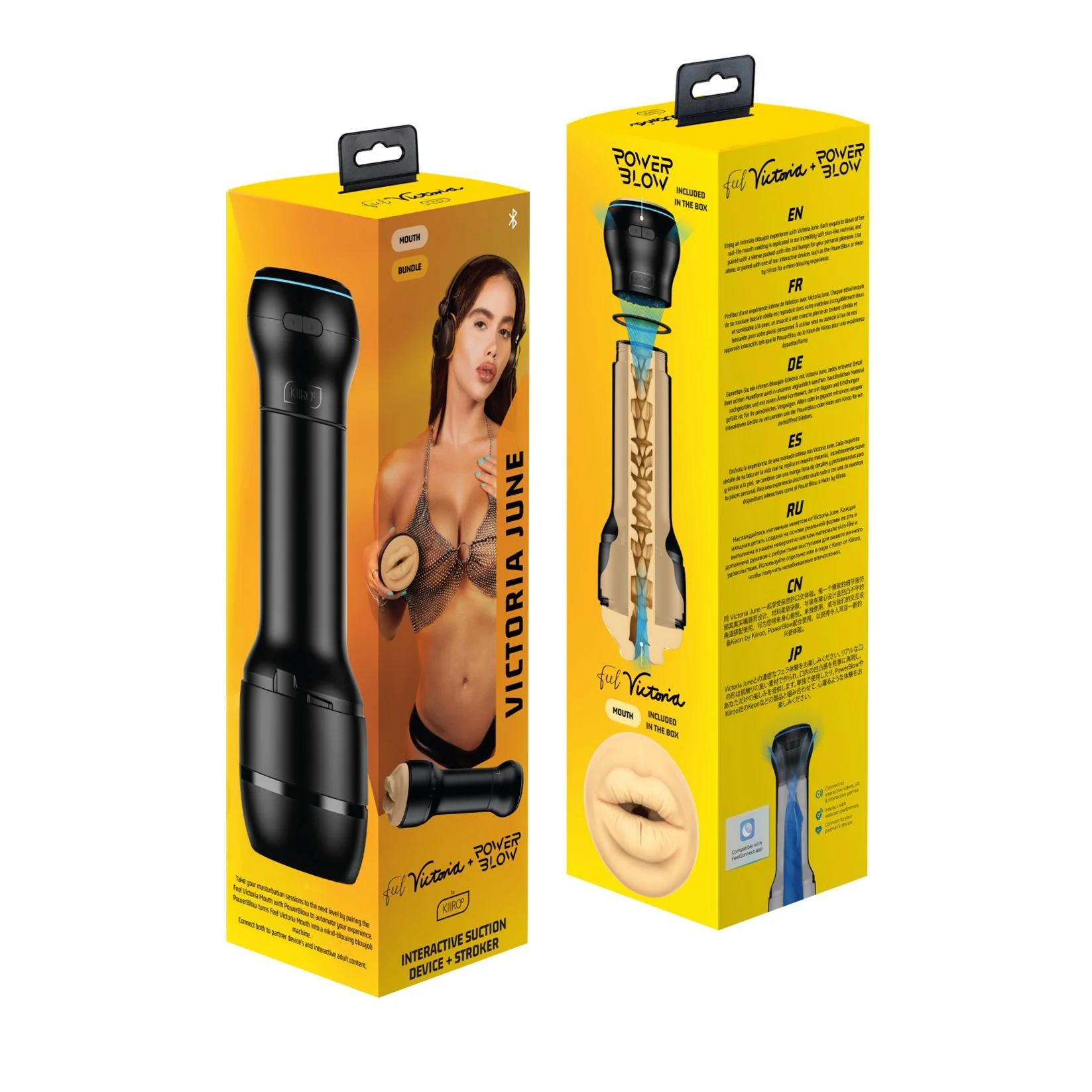 Kiiroo - PowerBlow & Feel Victoria June Mondmasturbator Combo - Zwart