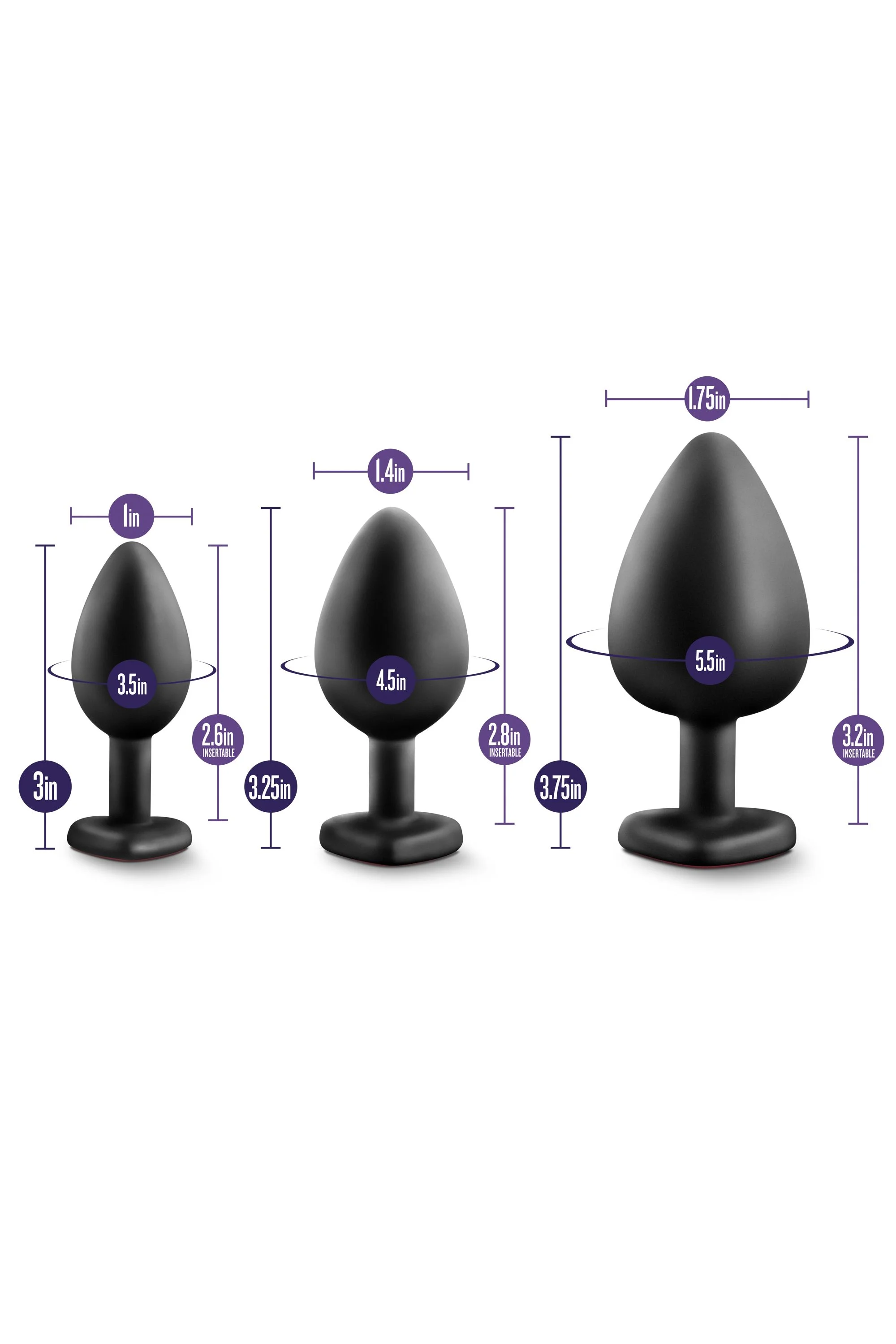 Blush - Luxe Bling Plugs Trainingskit Zwart met Rode Edelstenen
