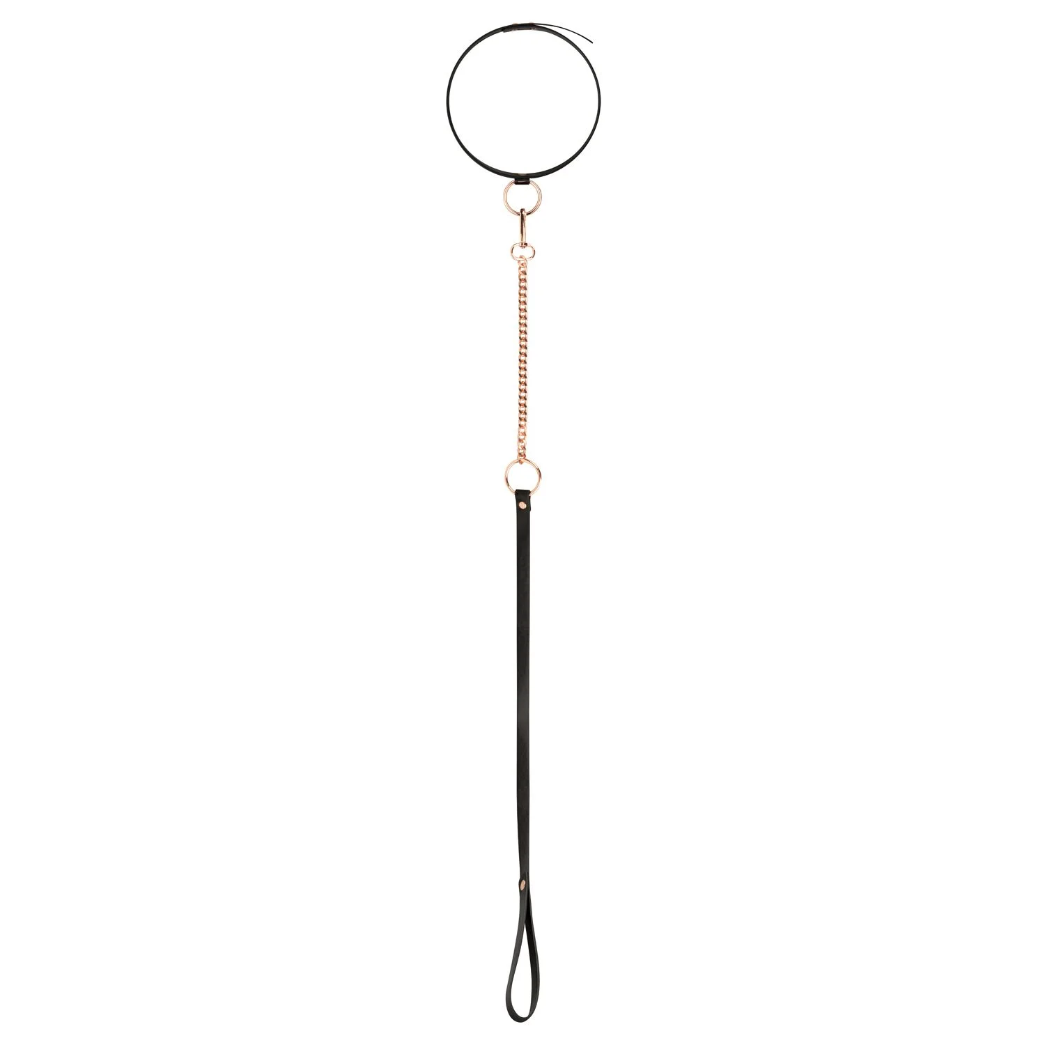 Rosy Gold - Halsband met Leash - Zwart