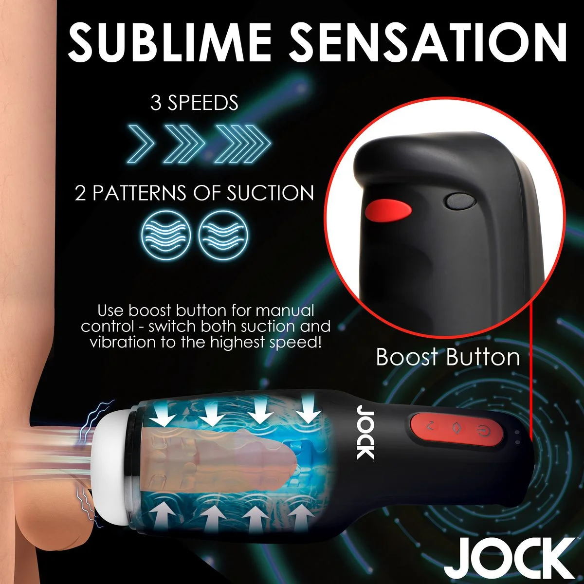JOCK - Zuigende & Vibrerende Masturbator Oplaadbaar