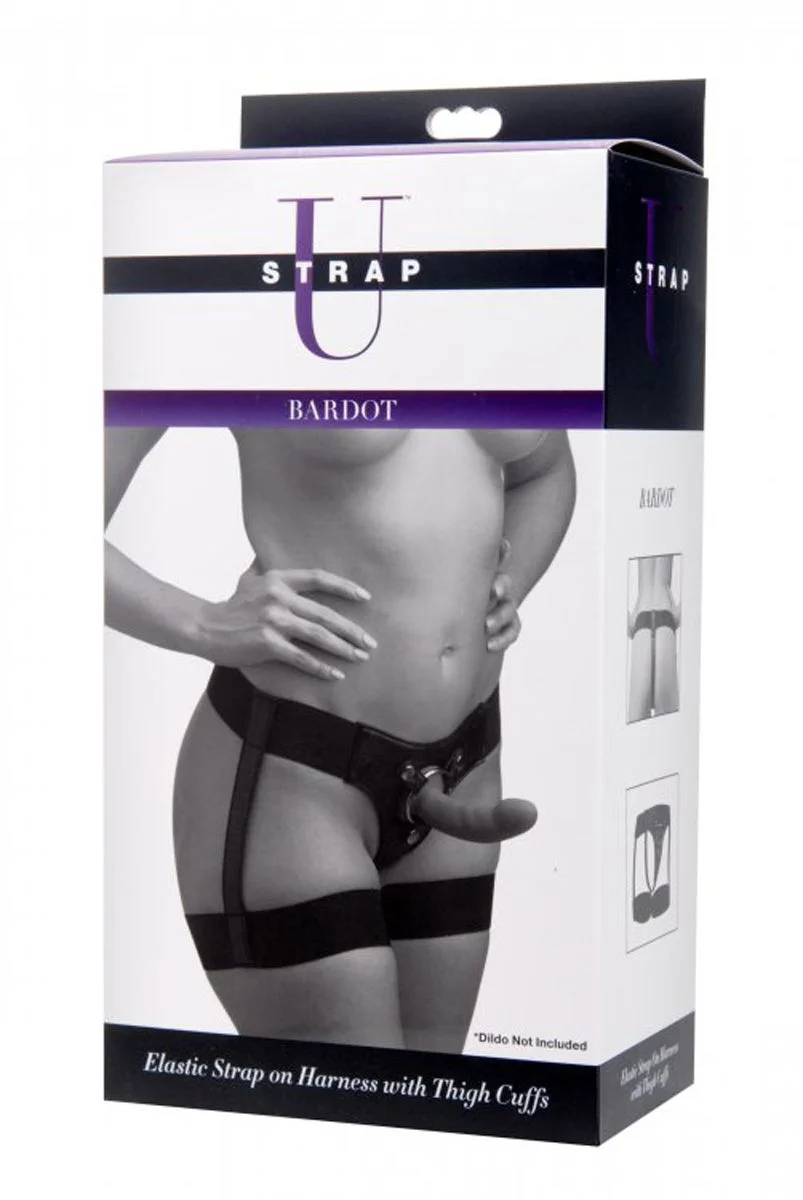 Zwart strap on harnas jarretel stijl