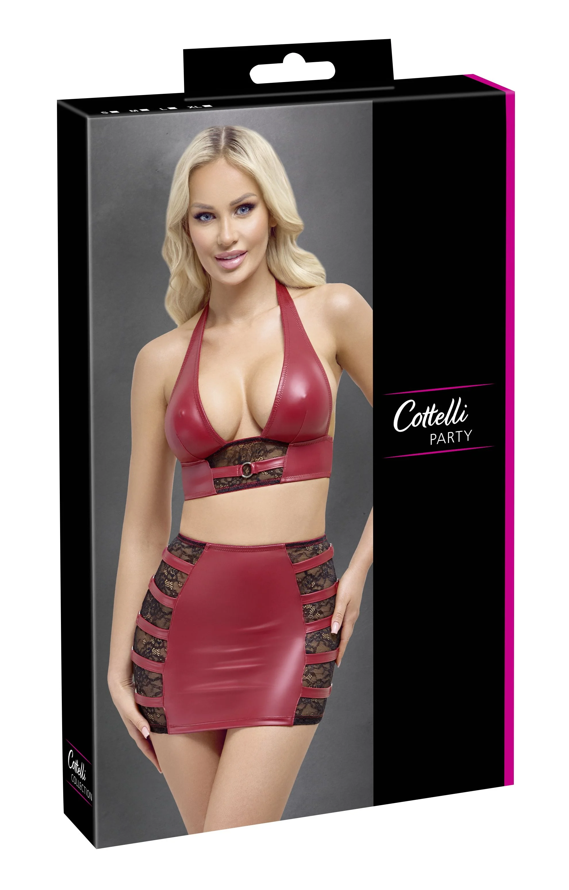 Cottelli PARTY – Crop Top & Mini Rok Set – Rood