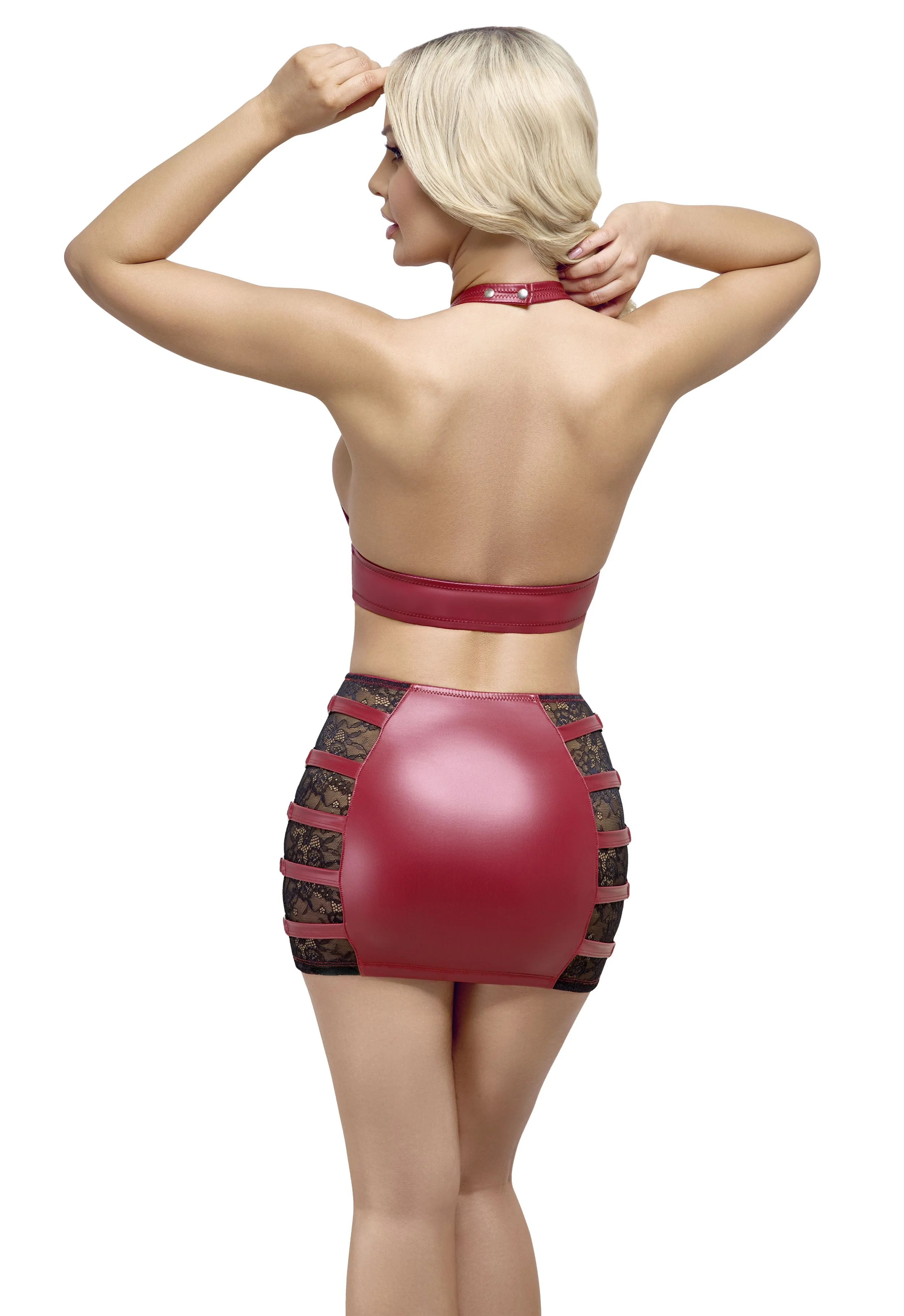 Cottelli PARTY – Crop Top & Mini Rok Set – Rood