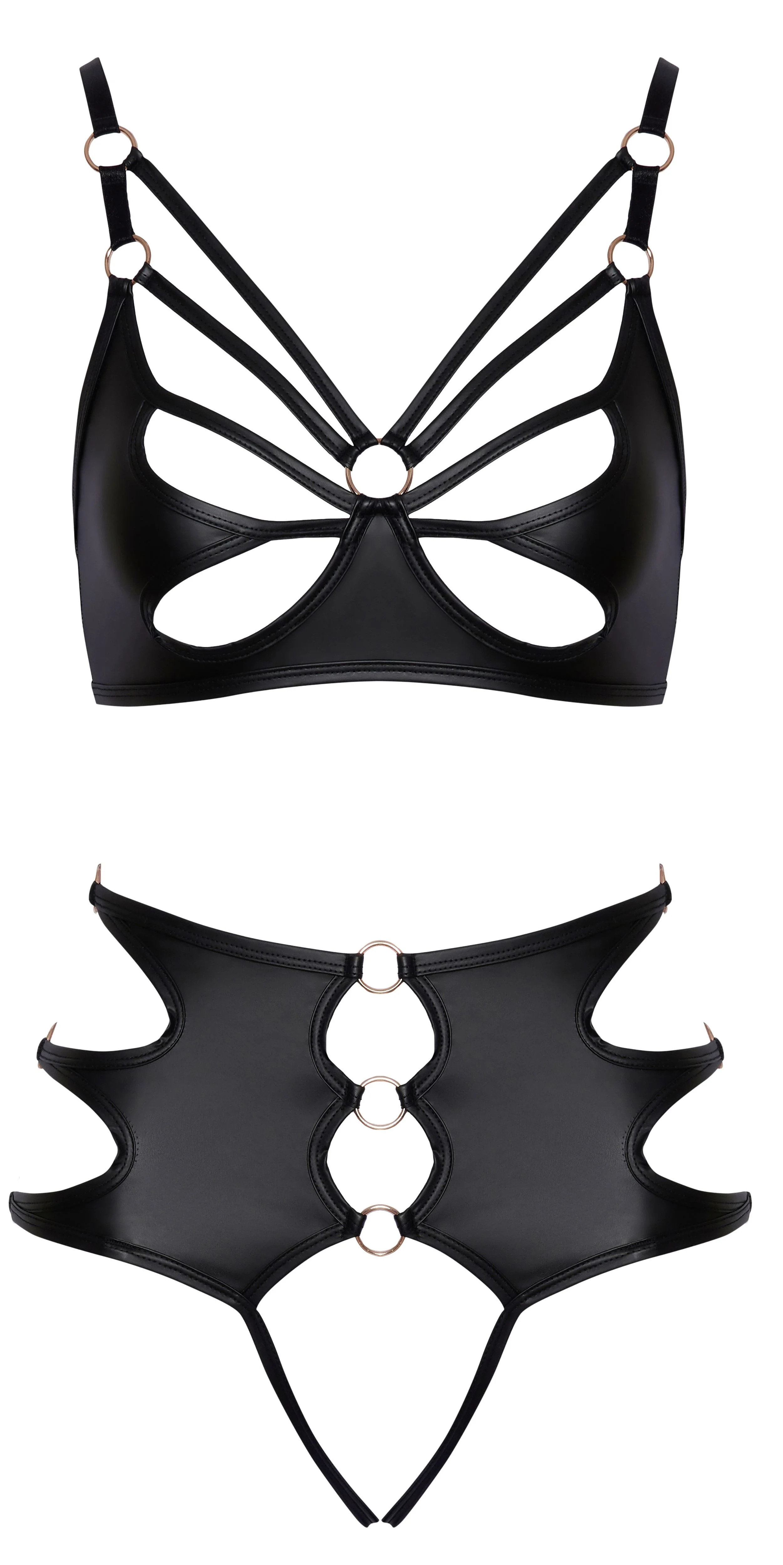 Cottelli LINGERIE – Soft Bra & Crotchless Panty Set – Zwart