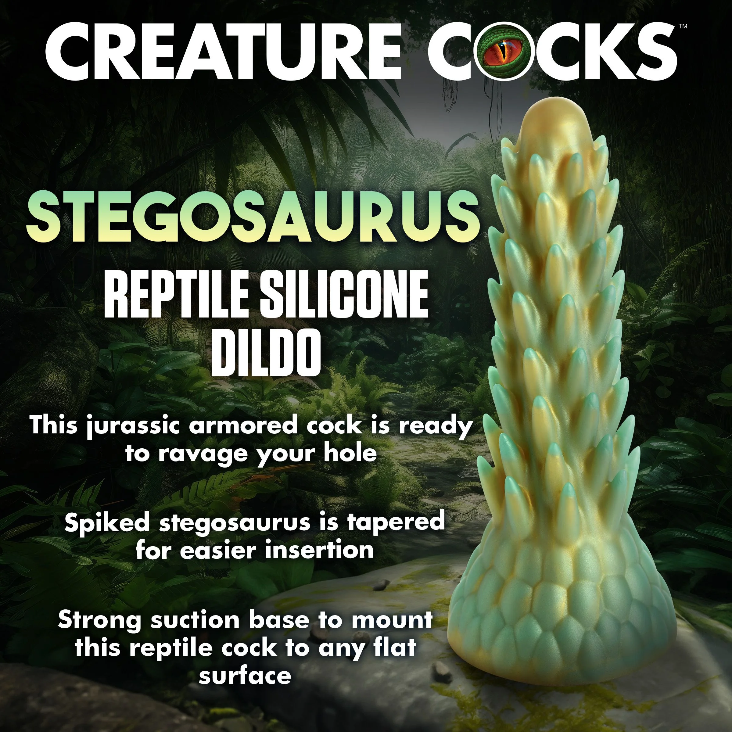 Stegosaurus Spiky Reptiel Dildo - Groen