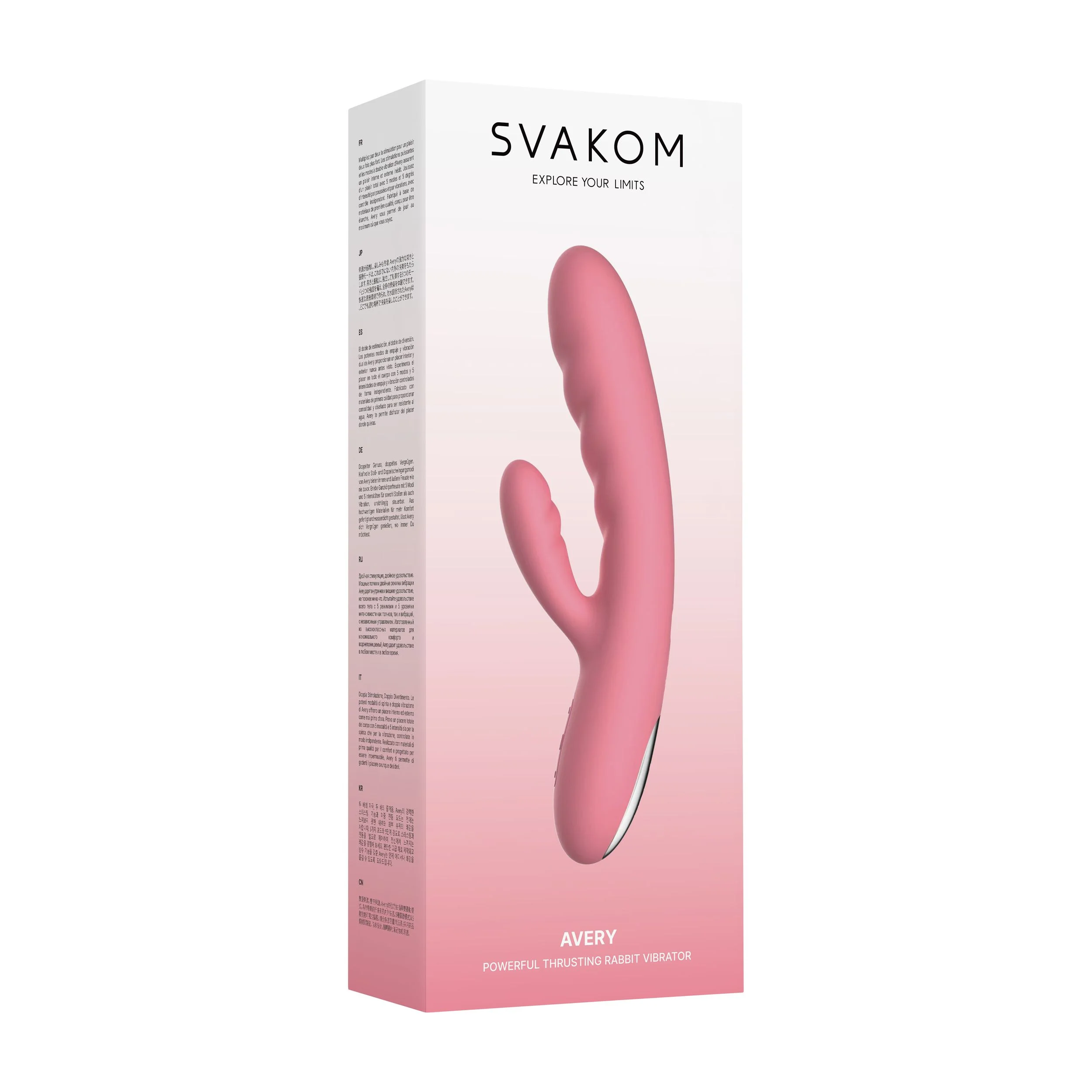 SVAKOM - Avery Thrusting Rabbit Vibrator - Aardbei Roze