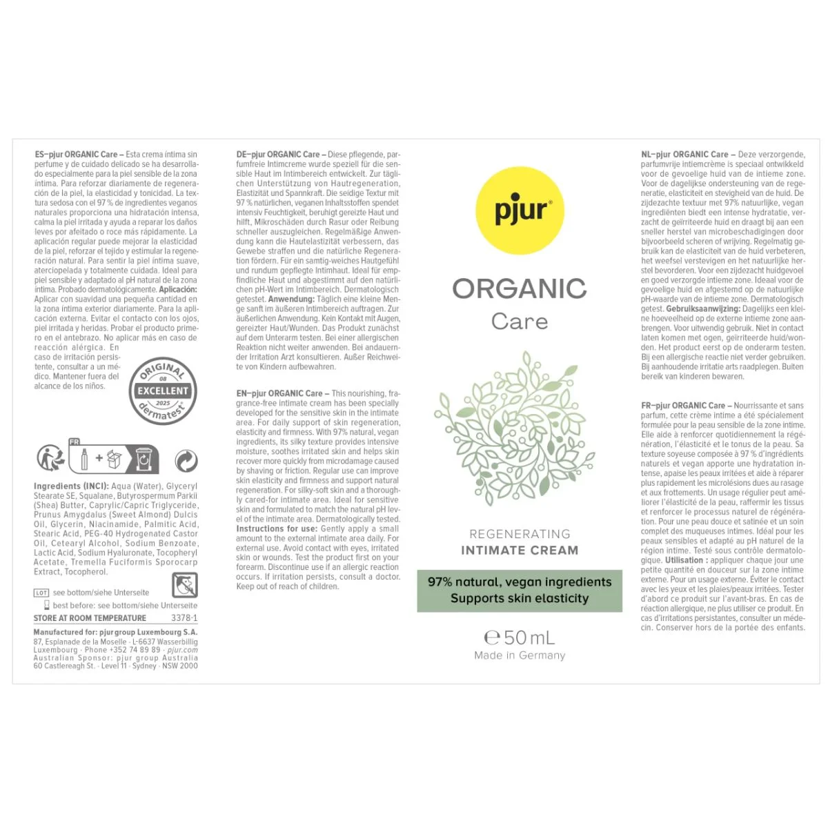 Pjur - ORGANIC Care Intieme Creme - 50ml