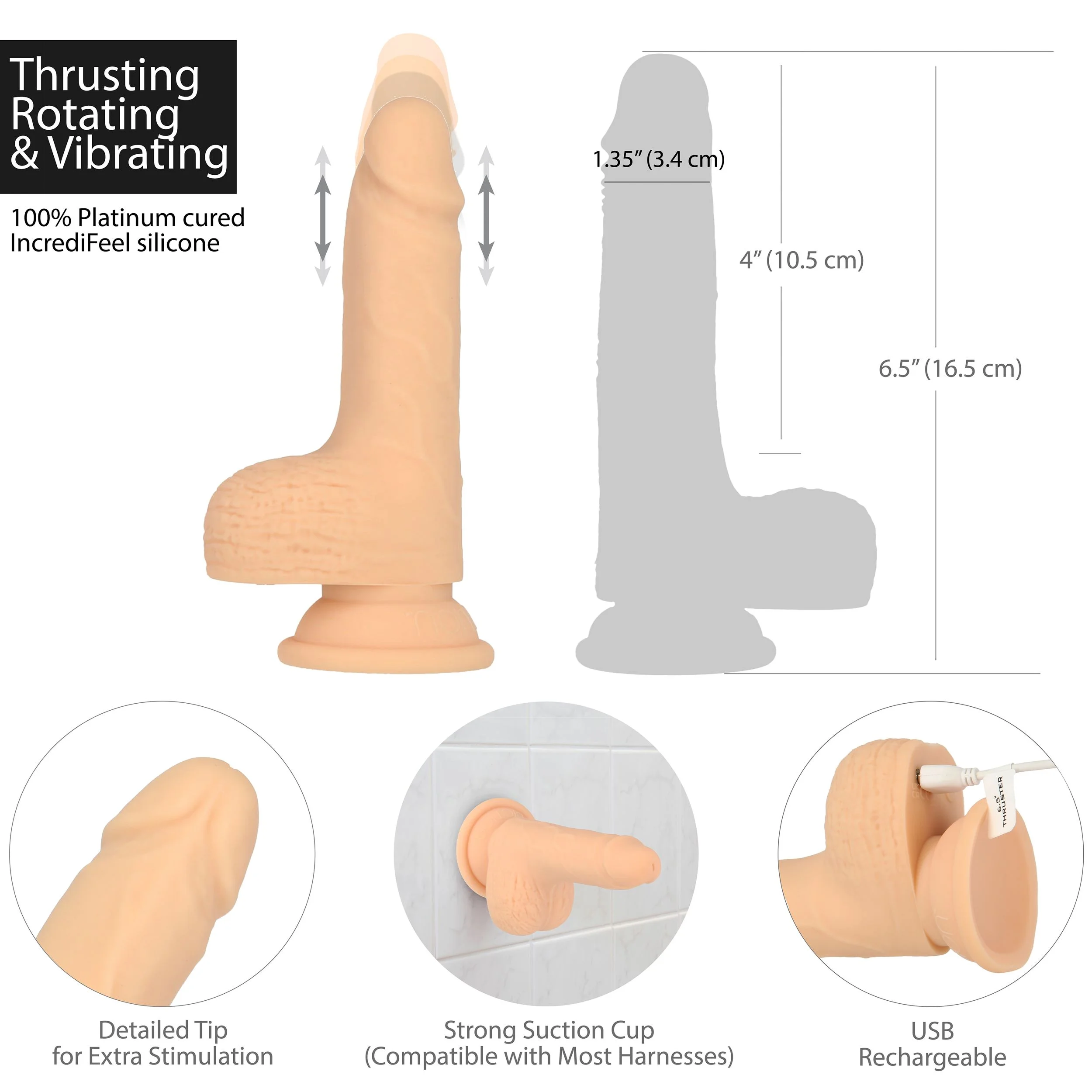 Naked Addiction - Thrusting Dong met Afstandsbediening 16,5 cm Vanilla