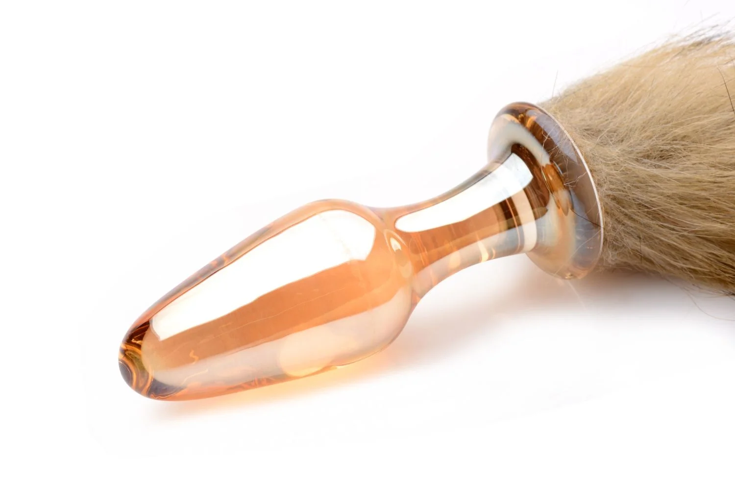TAILZ - Fox Tail Anaalplug van Glas - Oranje met Faux Fur Staart