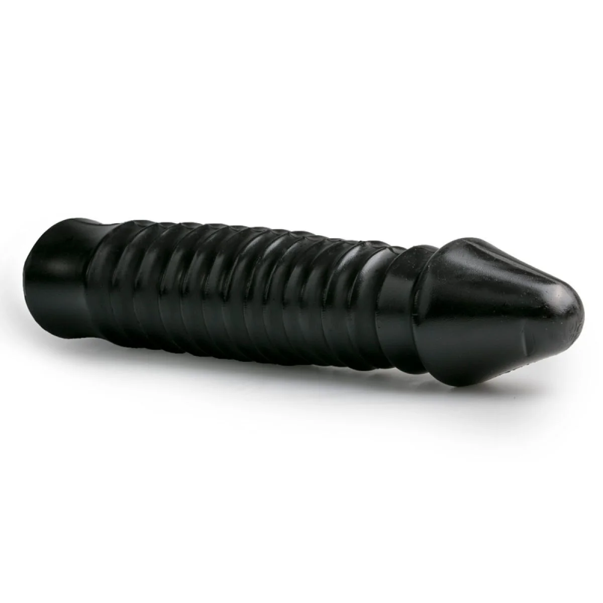All Black - Grote Dildo Met Geribbelde Schacht - Zwart