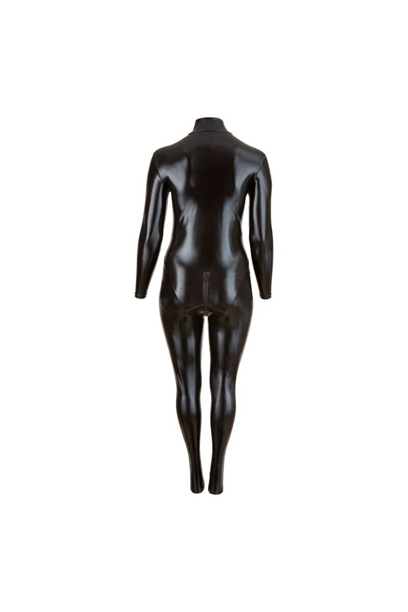 Plus Size Wetlook Catsuit Met Lange Rits