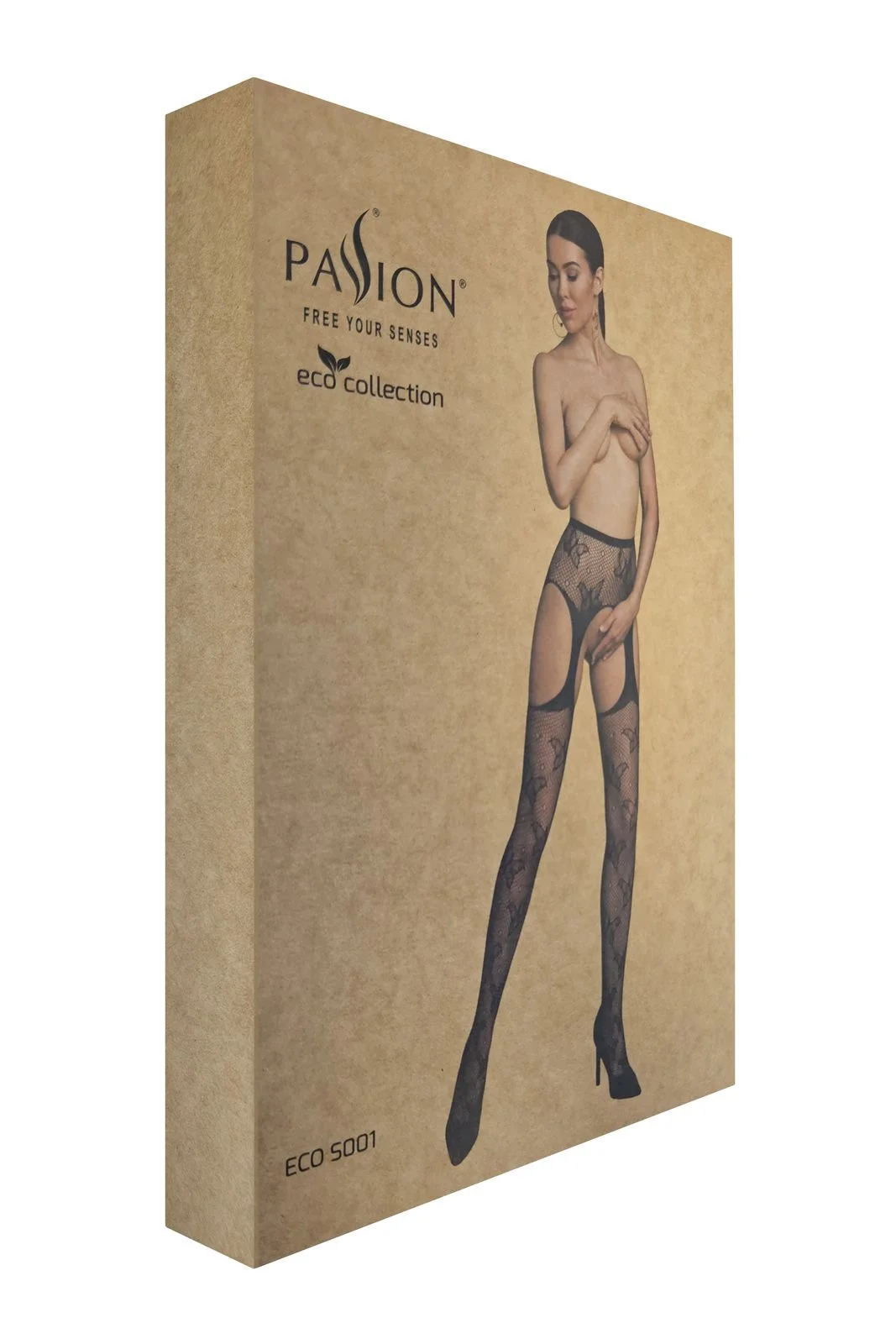Passion ECO - Open Kruis Jarretel Panty - Wit