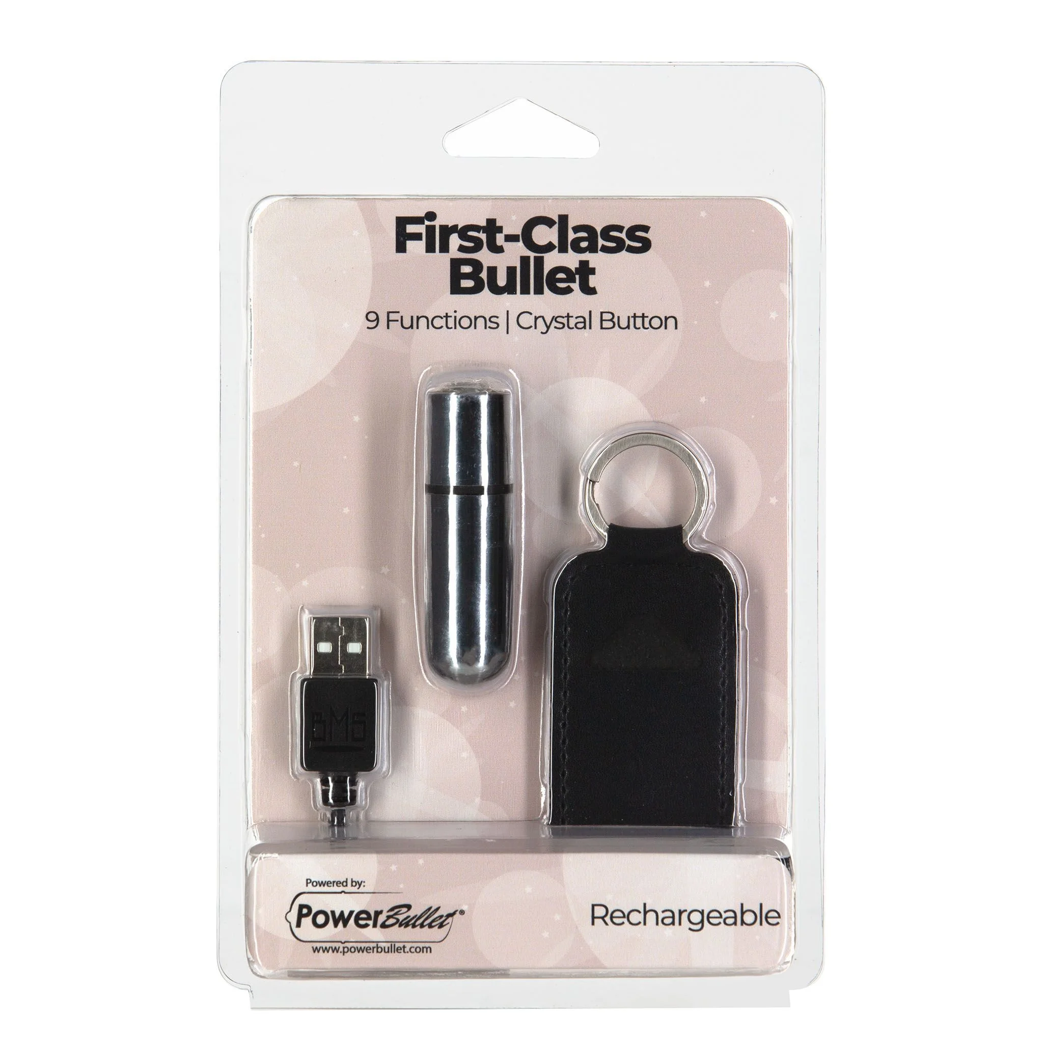 PowerBullet - First Class Mini Bulllet met Kristal 9 Standen Zilver