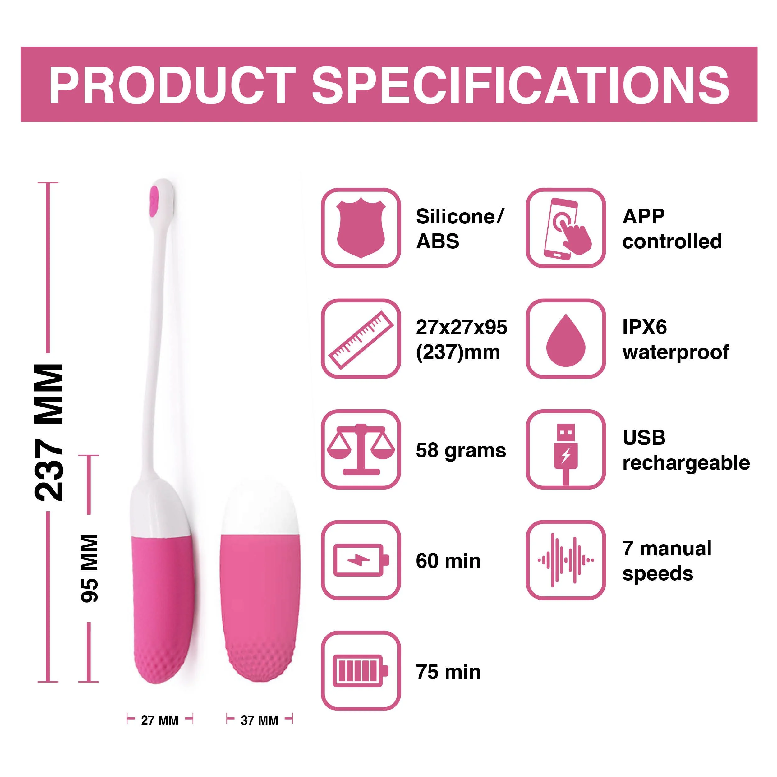 Magic Motion - Vini App Controlled Vibratie Eitje - Roze&Wit