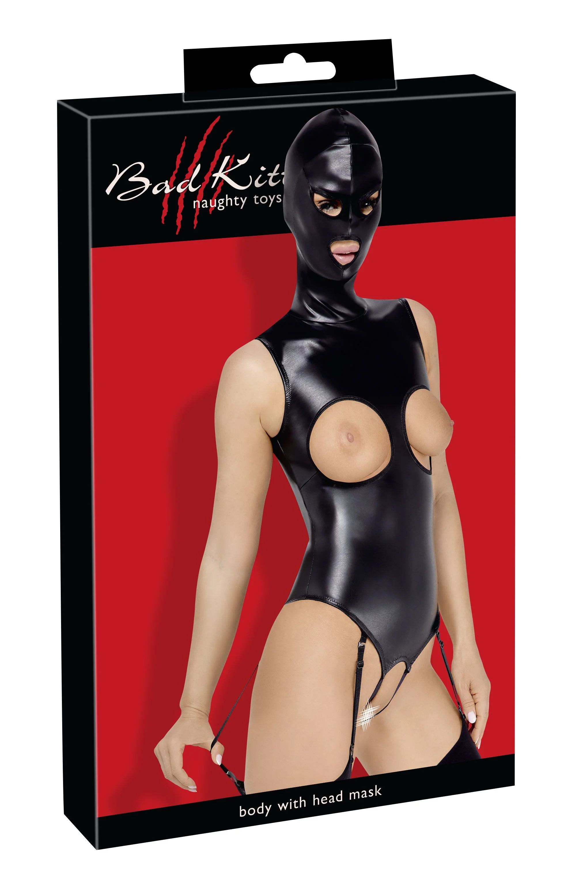 Bad Kitty – Open Cup Body met Hoofdkap – Zwart