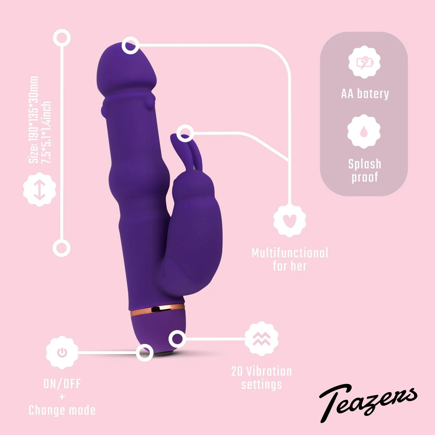 Teazers Siliconen Rabbit Vibrator - Paars