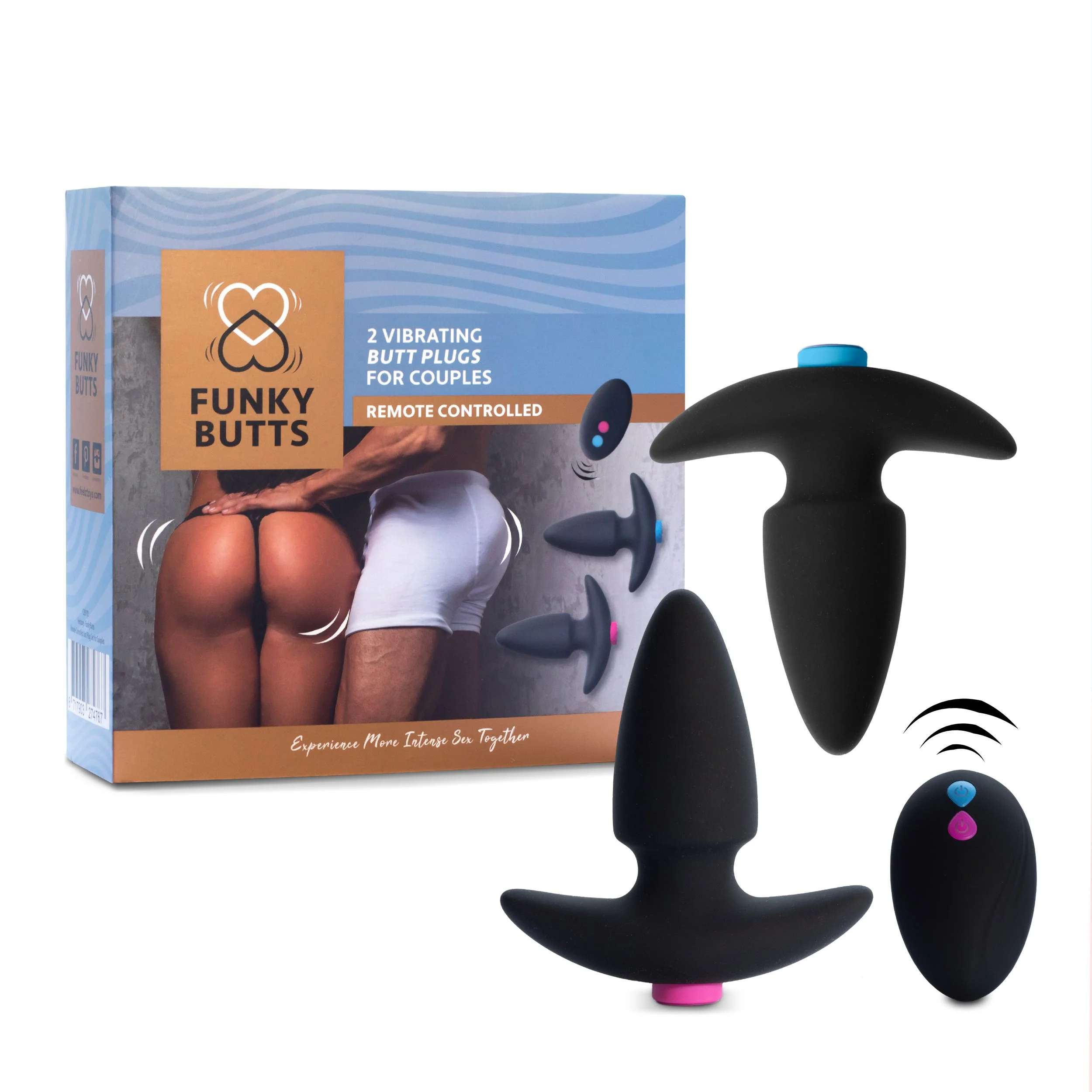 FeelzToys - FunkyButts Buttplugset met Afstandsbediening voor Koppels