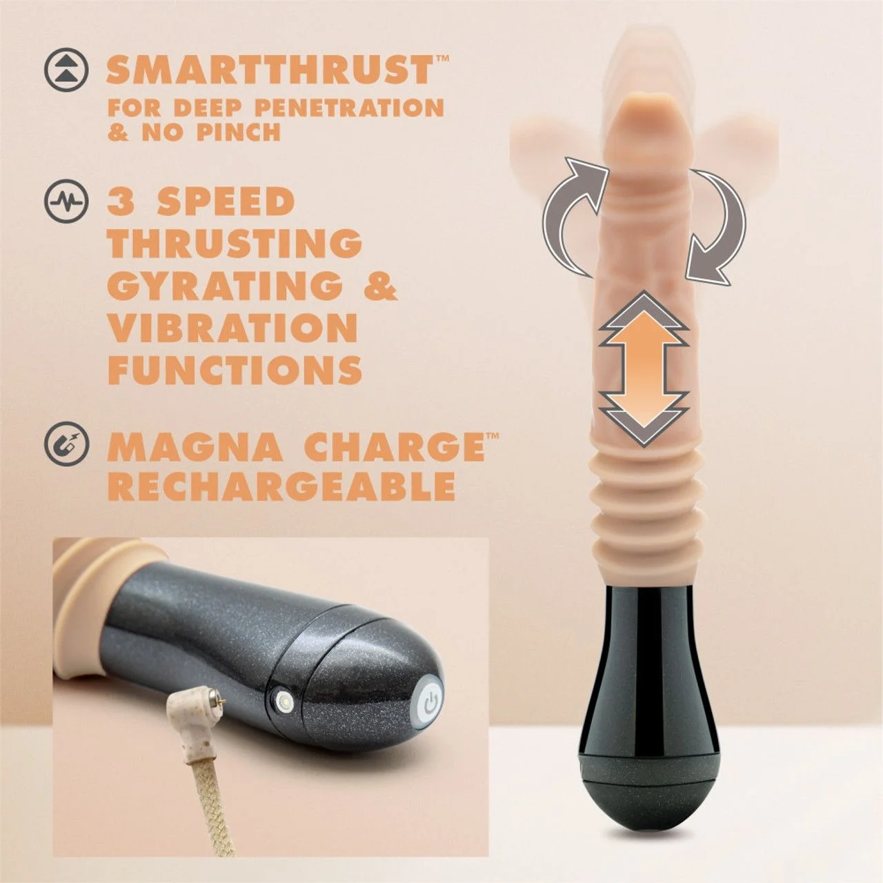 Dr. Skin Silicone - Dr. Knight - Stotende en Vibrerende Dildo - Beige